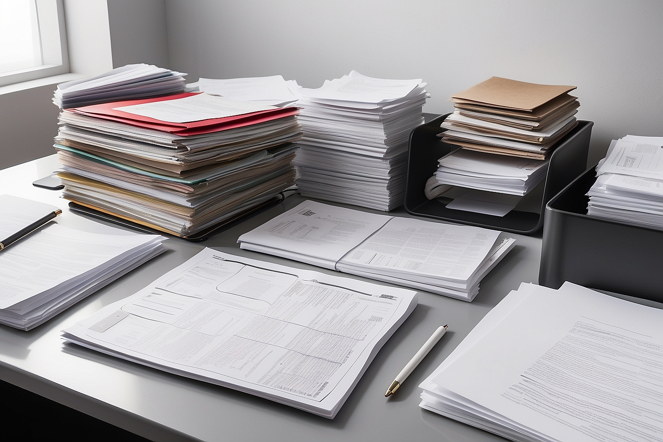 desk with papers